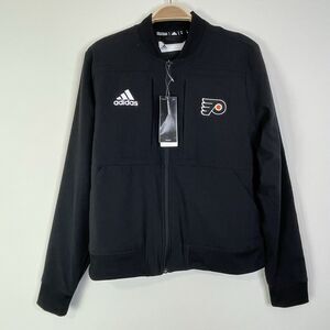 Philadelphia Flyers Adidas Womens NHL Track Jacket Zip Fleece Lined Black Medium